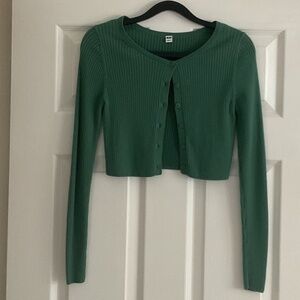 Uniqlo dark green crop long sleeved cardigan - Size XS